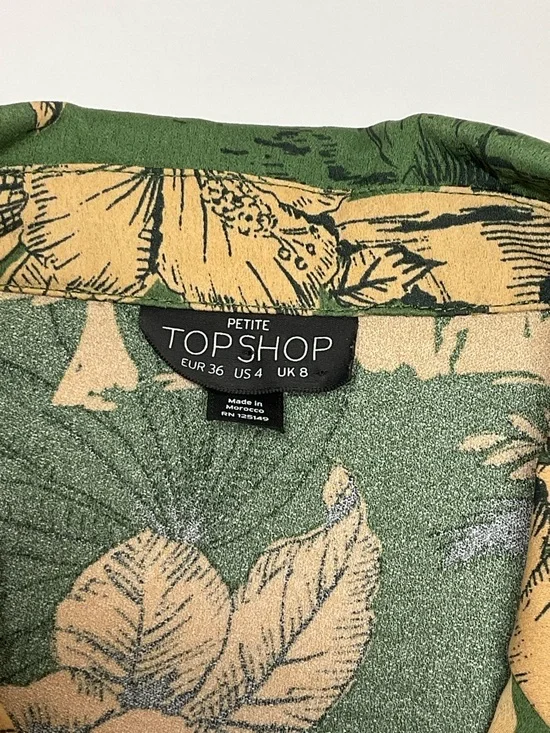 Topshop Olive Green Floral Double-Breasted Jacket Size 4 - Picture 9 of 9
